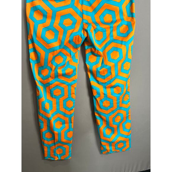 Loudmouth Golf Pants Sz 36x34L Orange And Teal Geometric Hexagon Athletic Retro - Picture 15 of 15
